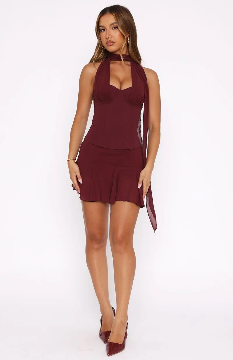 Urban Style Water Repellent Finish Match Maker Mini Skirt Burgundy