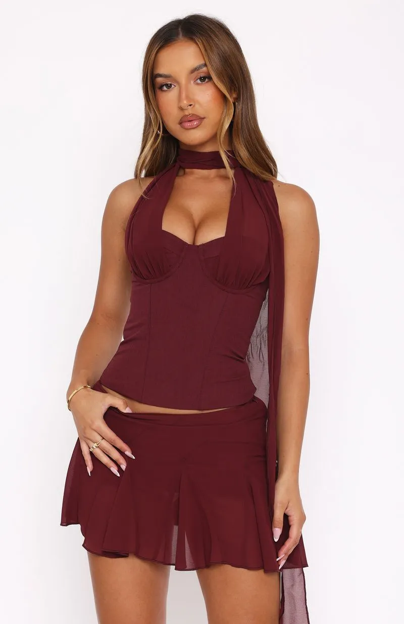Match Maker Mini Skirt Burgundy Trendy Outfit