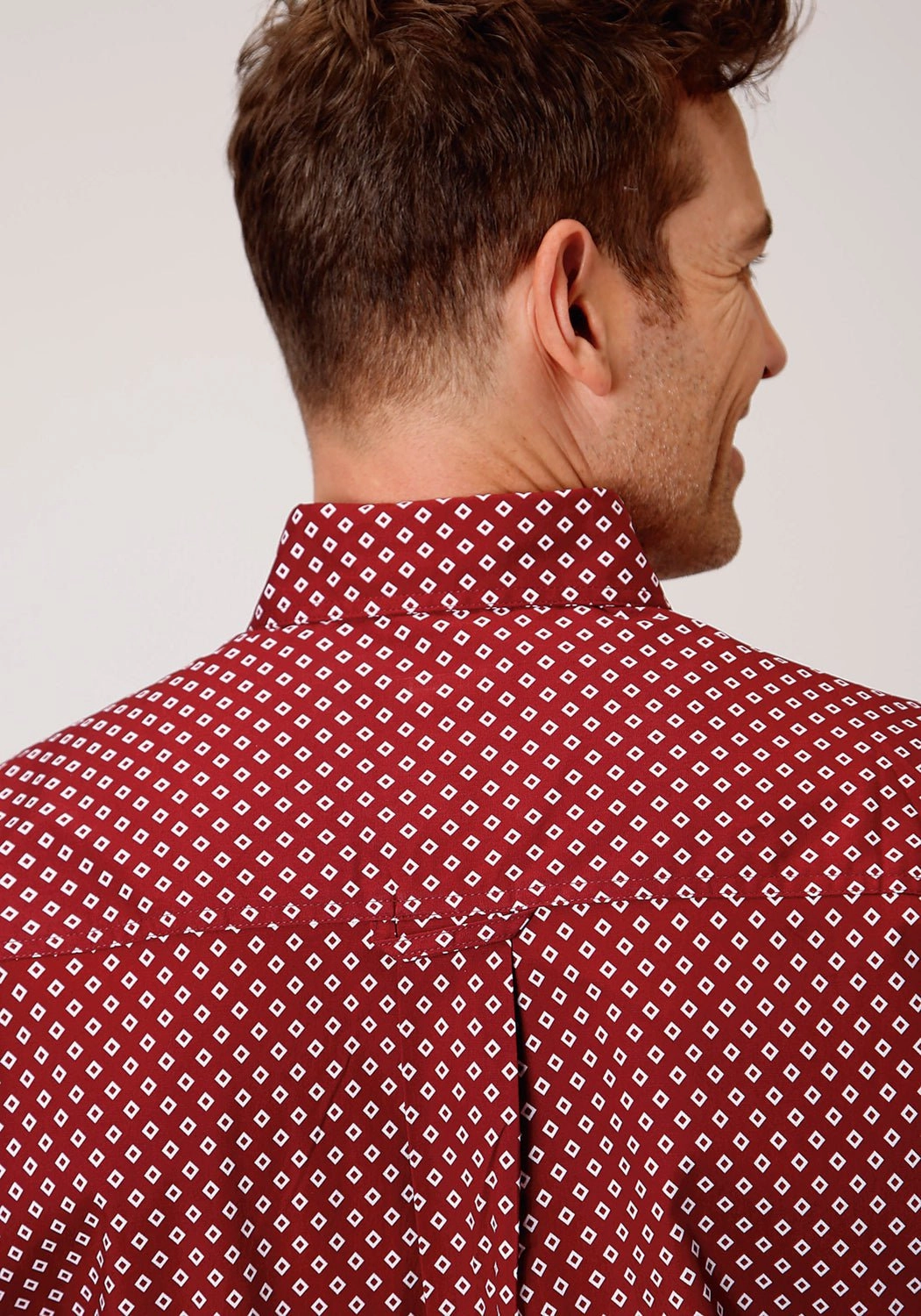 Roper Mens Wine Cotton Blend 1 Pocket BD S/S Shirt Bold Hue