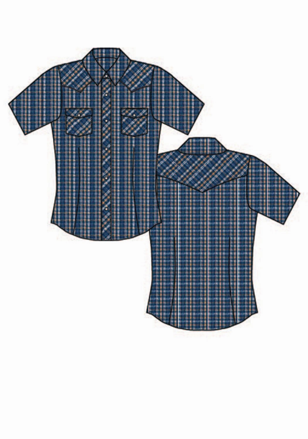 Practical Choice Gift Idea Roper Womens Butterscotch Small Scale Blue Cotton Blend S/S Shirt