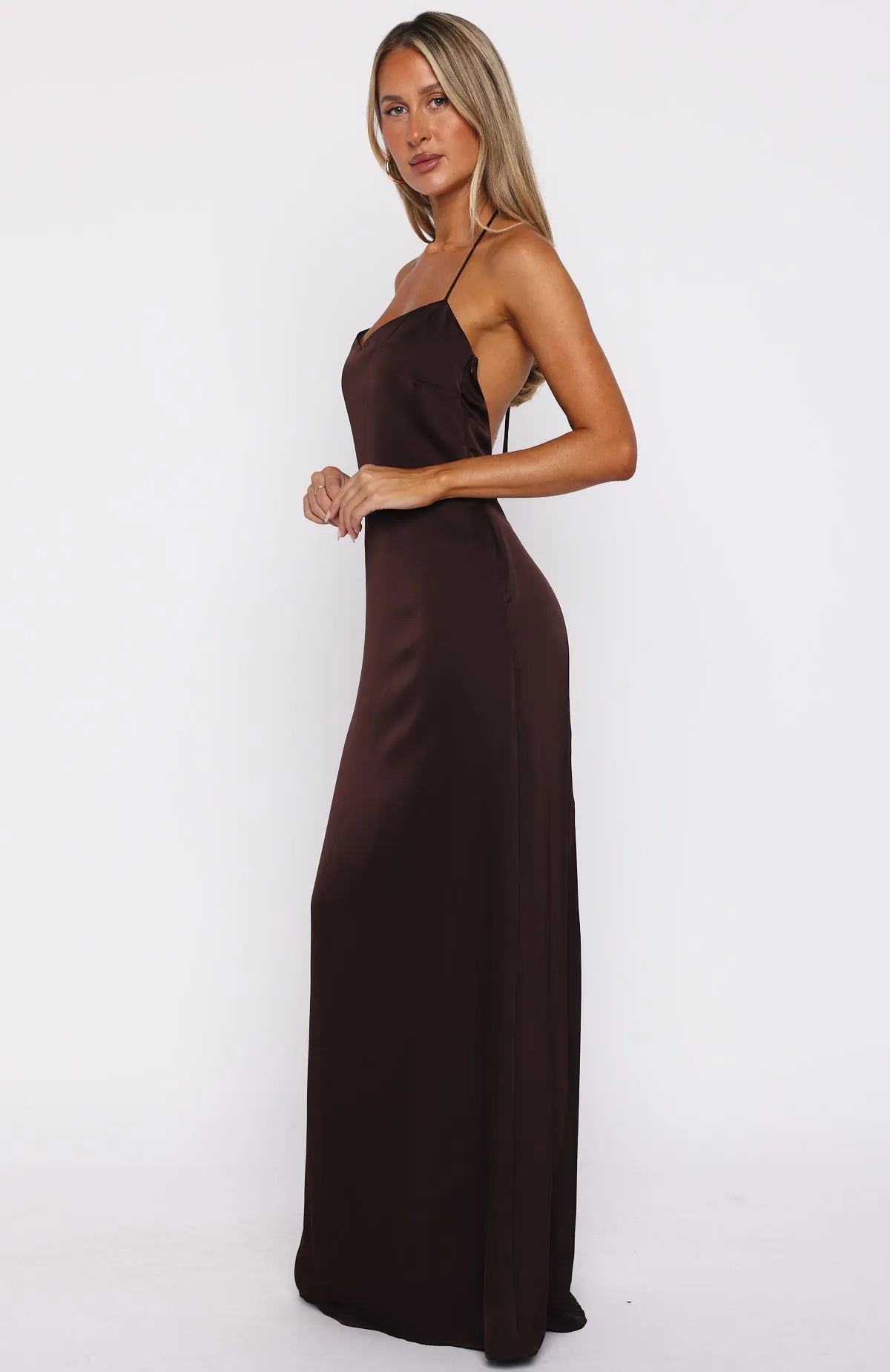 Amore Maxi Dress Dark Chocolate No Iron Fabric