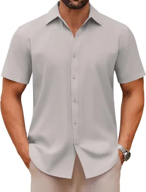 COOFANDY Men's Casual Button Down Shirts Short Sleeve Summer Untucked Dress Shirts