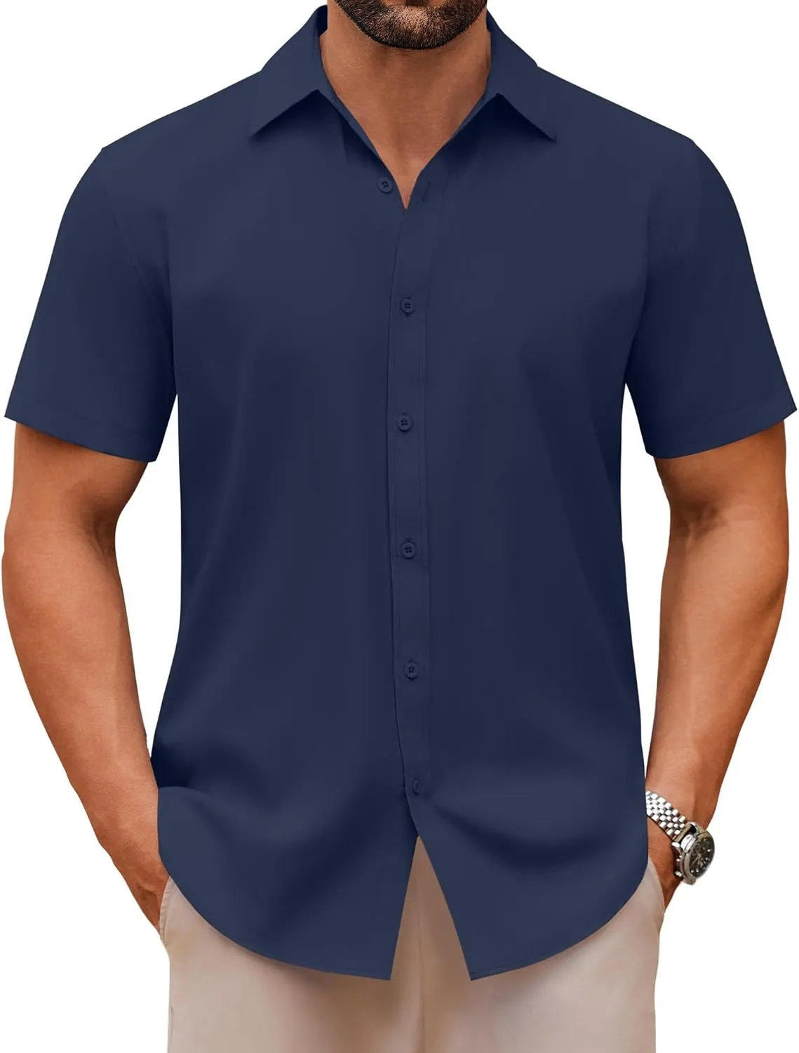 COOFANDY Men's Casual Button Down Shirts Short Sleeve Summer Untucked Dress Shirts