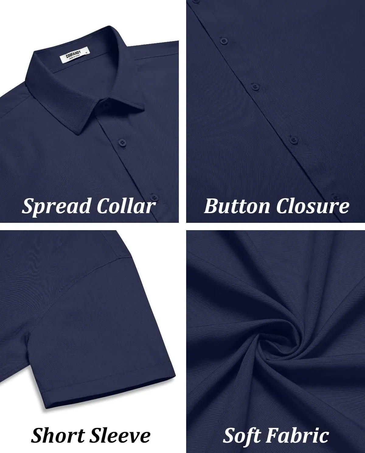 COOFANDY Men's Casual Button Down Shirts Short Sleeve Summer Untucked Dress Shirts