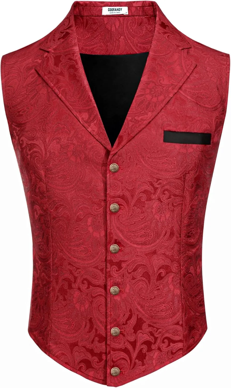 COOFANDY Mens Suit Vest Paisley Floral Victorian Vests Gothic Steampunk Formal Waistcoat Tuxedo Vests with Notched Lapels