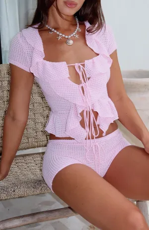 Cool It Crochet Short Sleeve Top Pink EcoFriendly Manufacturing Thermal Regulating Fabric