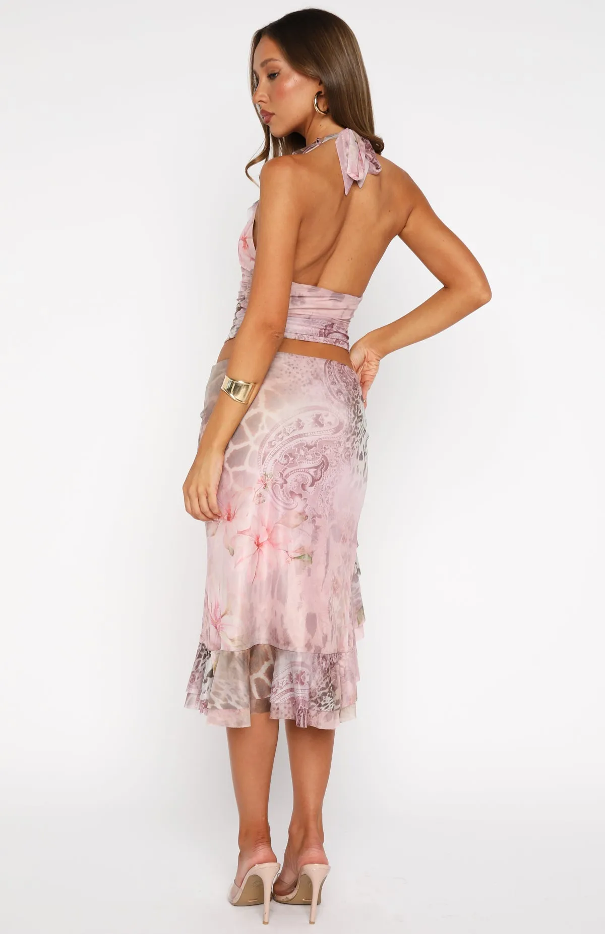 Let It Breathe Midi Skirt Paisley Dreams Light Motion Influencer Style