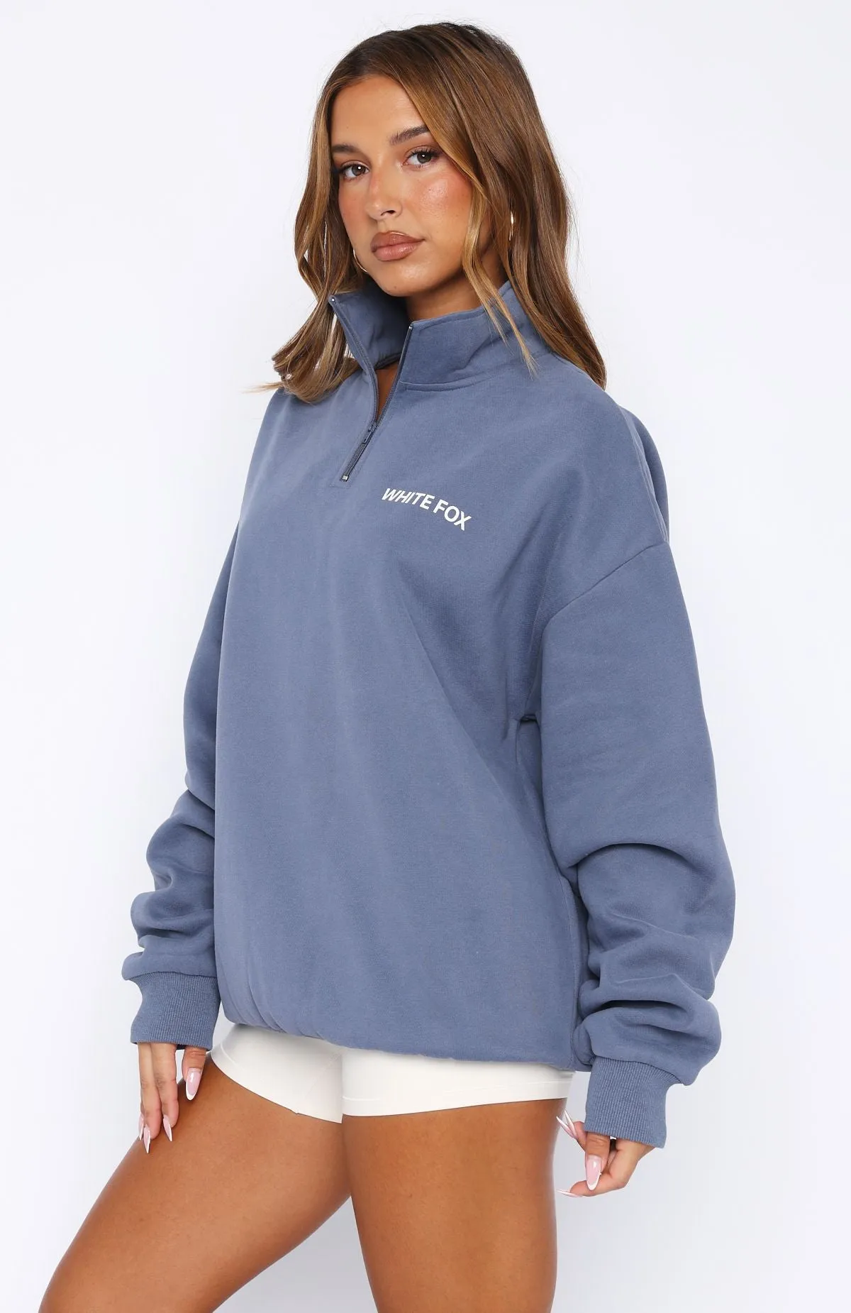 Reinforced Seams Core Classic Zip Front Sweater Ocean