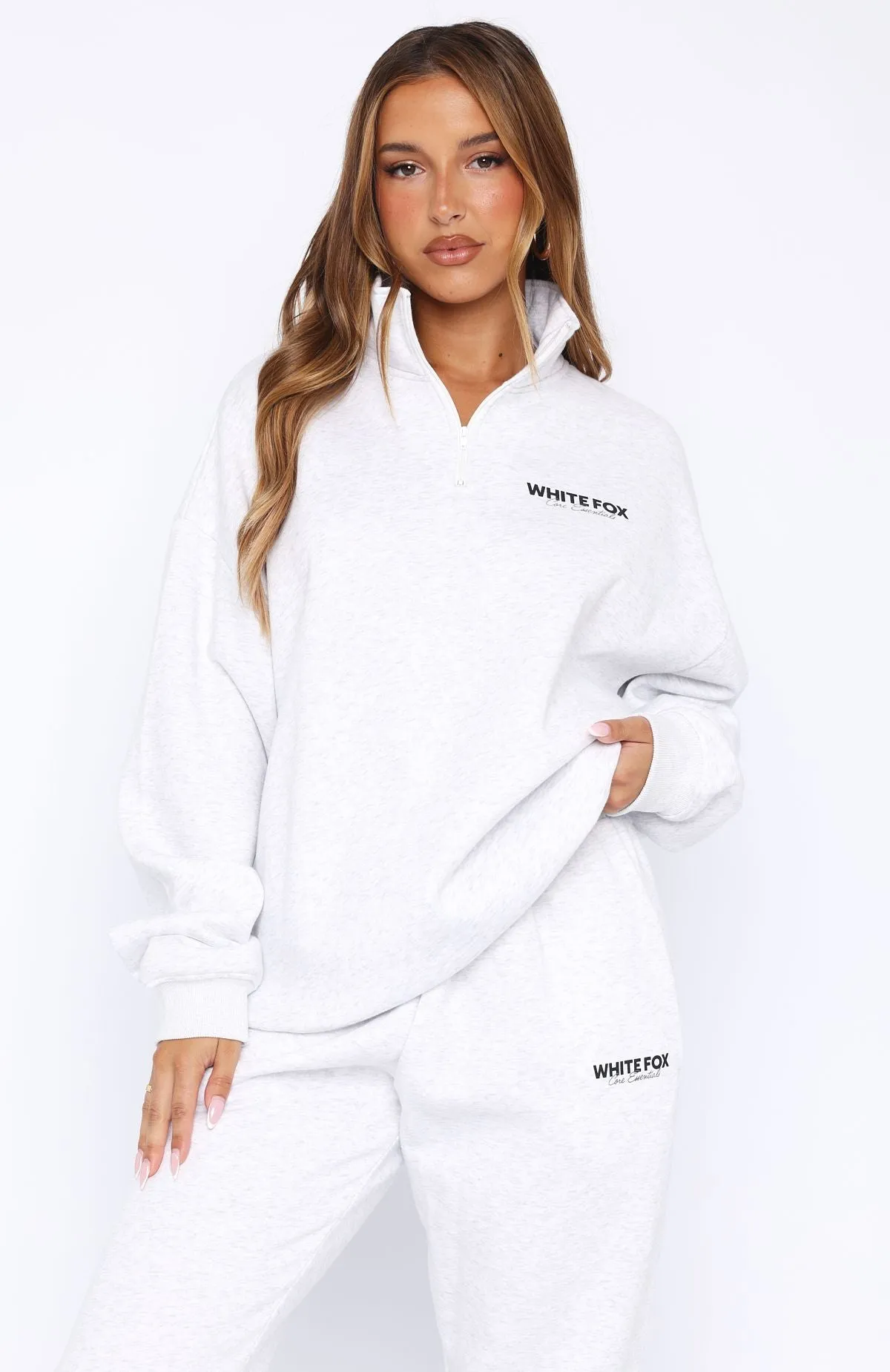 Daily Essential Core Essentials Zip Sweater Grey Marle