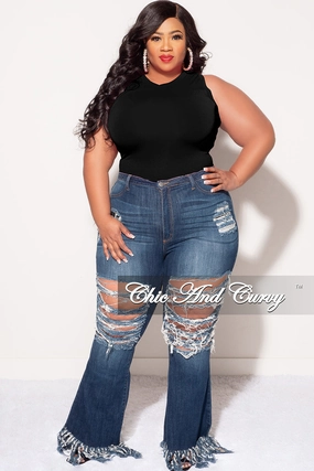 Final Sale Plus Size Sleeveless Bodysuit in Black Zip-off legs