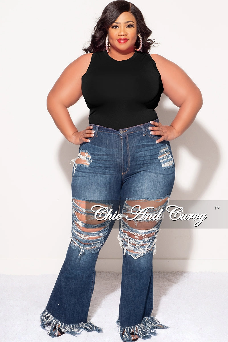 Final Sale Plus Size Sleeveless Bodysuit in Black Soft Fabric