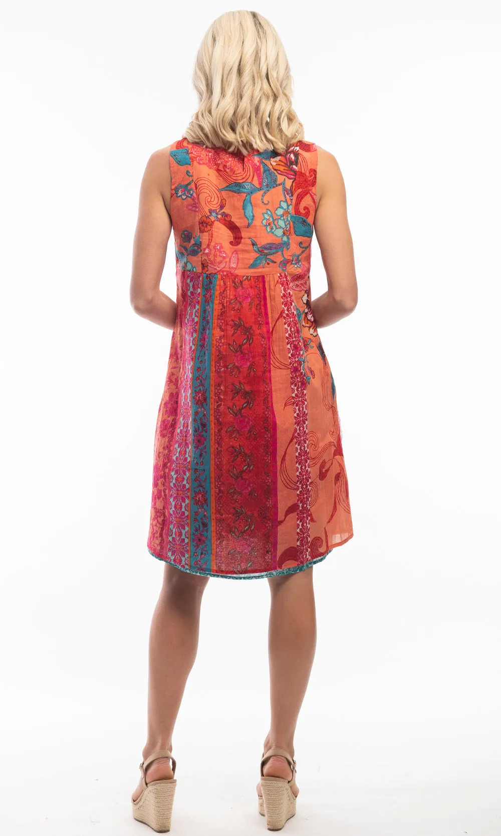 Cotton Dress Shift Sleeveless Reversible Harajuku Red
