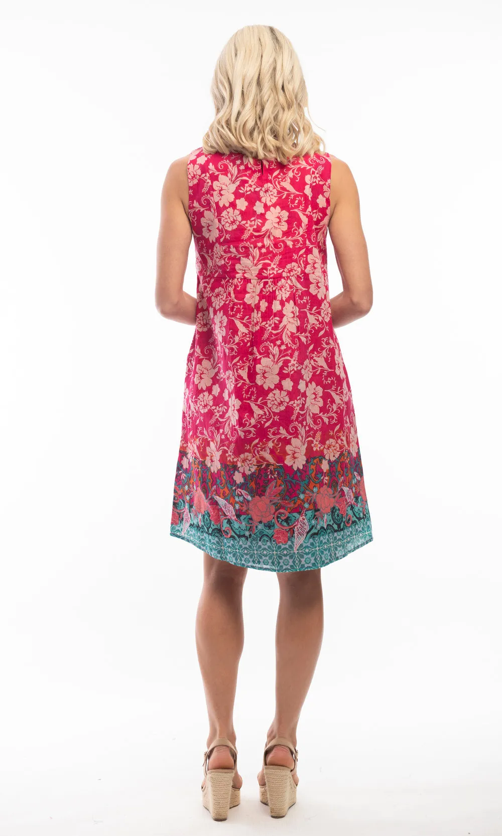 Cotton Dress Shift Sleeveless Reversible Harajuku Red