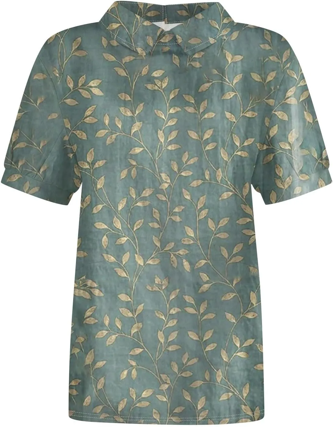 Cotton Linen Shirts for Women Summer Casual Oversized Lapel Neck Floral Graphic Tops Button Down Trendy Workout Blouses