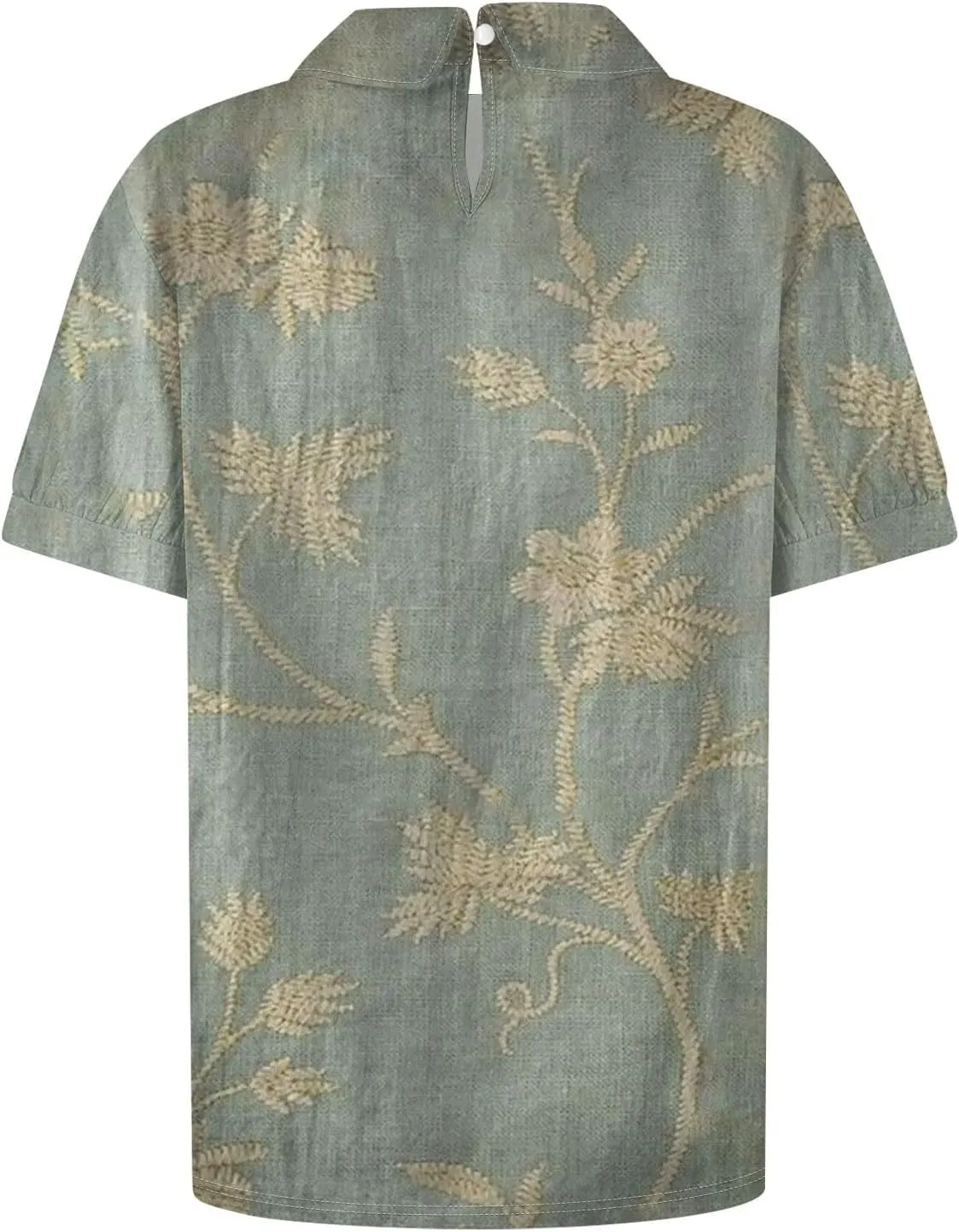 Cotton Linen Shirts for Women Summer Casual Oversized Lapel Neck Floral Graphic Tops Button Down Trendy Workout Blouses