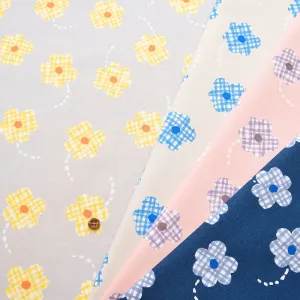 Cotton Ox Printed Fabric Flower Check