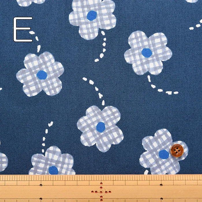 Cotton Ox Printed Fabric Flower Check