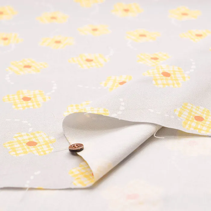 Cotton Ox Printed Fabric Flower Check