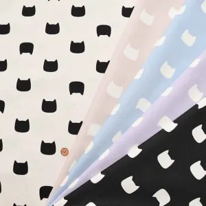 Cotton Ox Printed Fabric Silhouette Cat