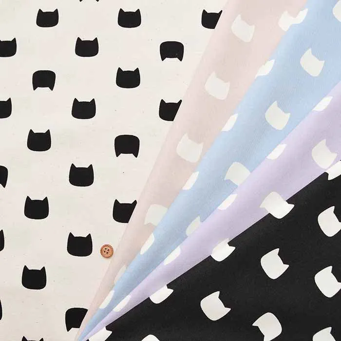 Cotton Ox Printed Fabric Silhouette Cat