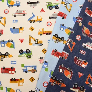 Cotton Oxford Fabric - Favorite Series - Working Vehicles