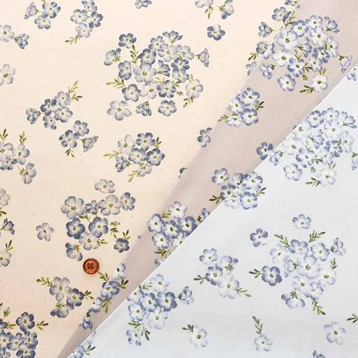 Cotton Oxford Fabric - LE DEPART - Flower Garden Nemophila