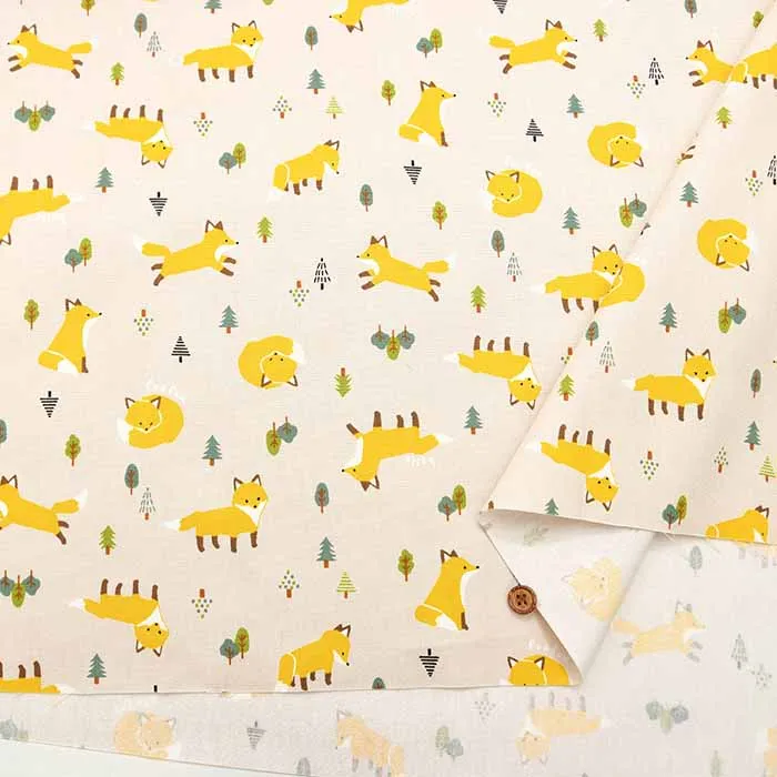 Cotton Oxford Printed Fabric - Fox