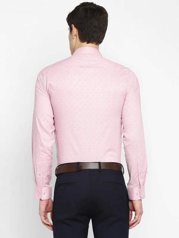 Cotton Pink Slim Fit Printed Shirts
