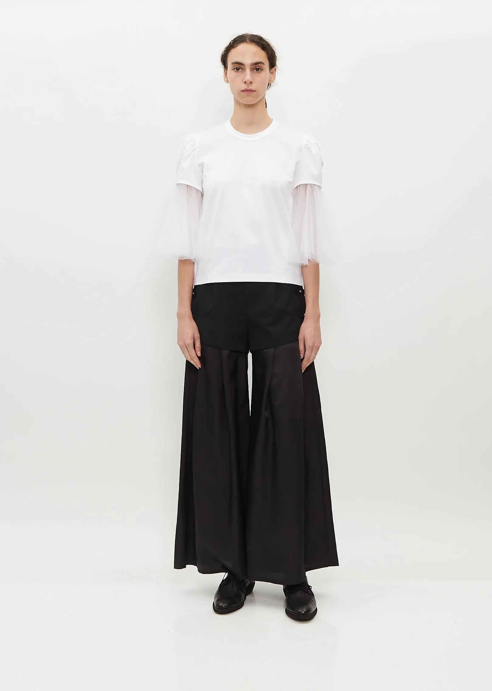 Cotton Ponte x Nylon Tulle T-Shirt
