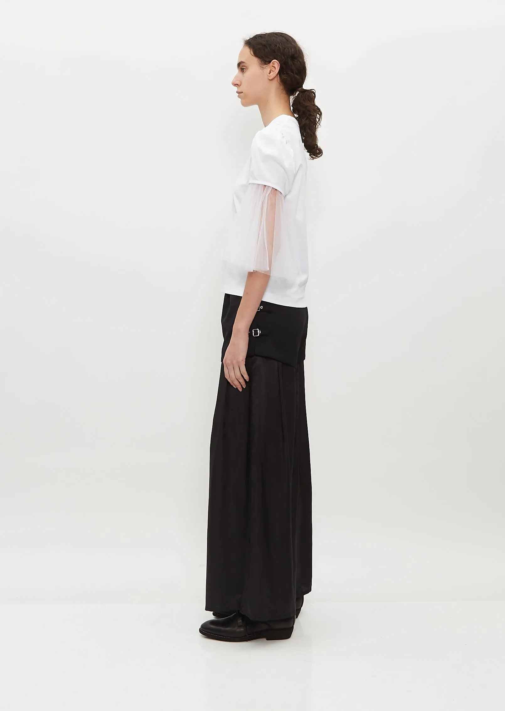 Cotton Ponte x Nylon Tulle T-Shirt