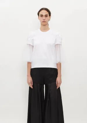Cotton Ponte x Nylon Tulle T-Shirt