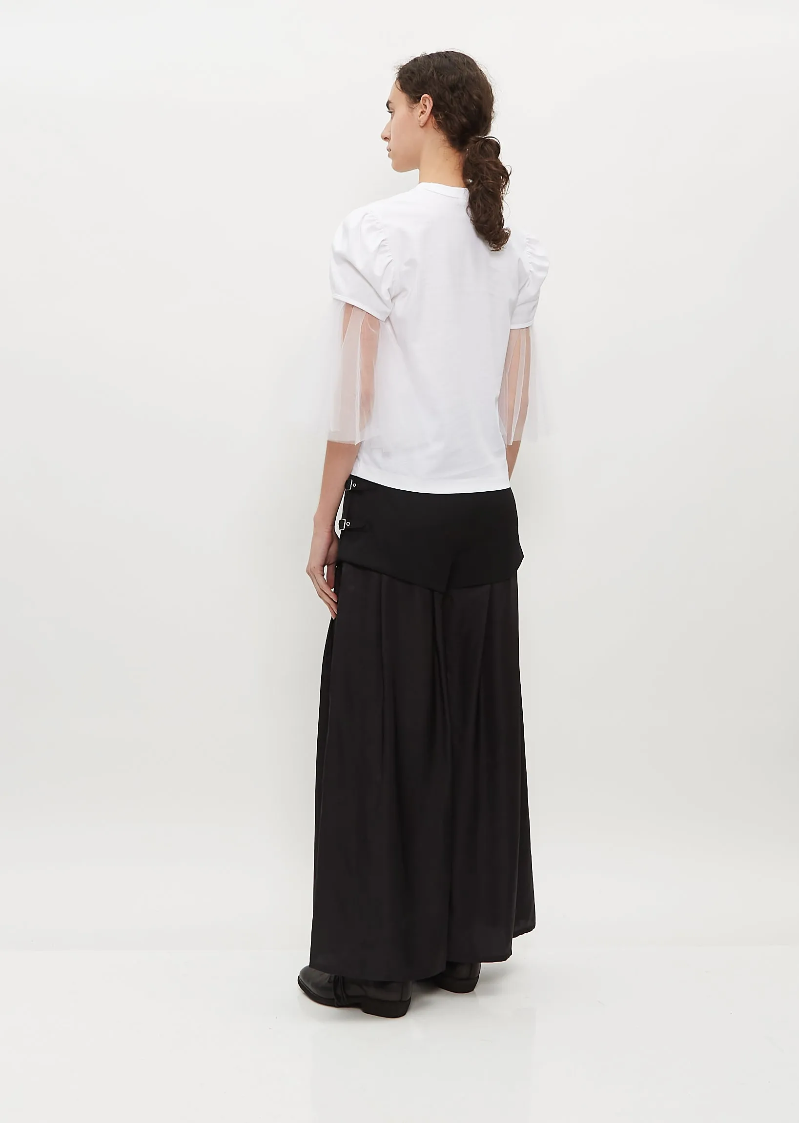 Cotton Ponte x Nylon Tulle T-Shirt