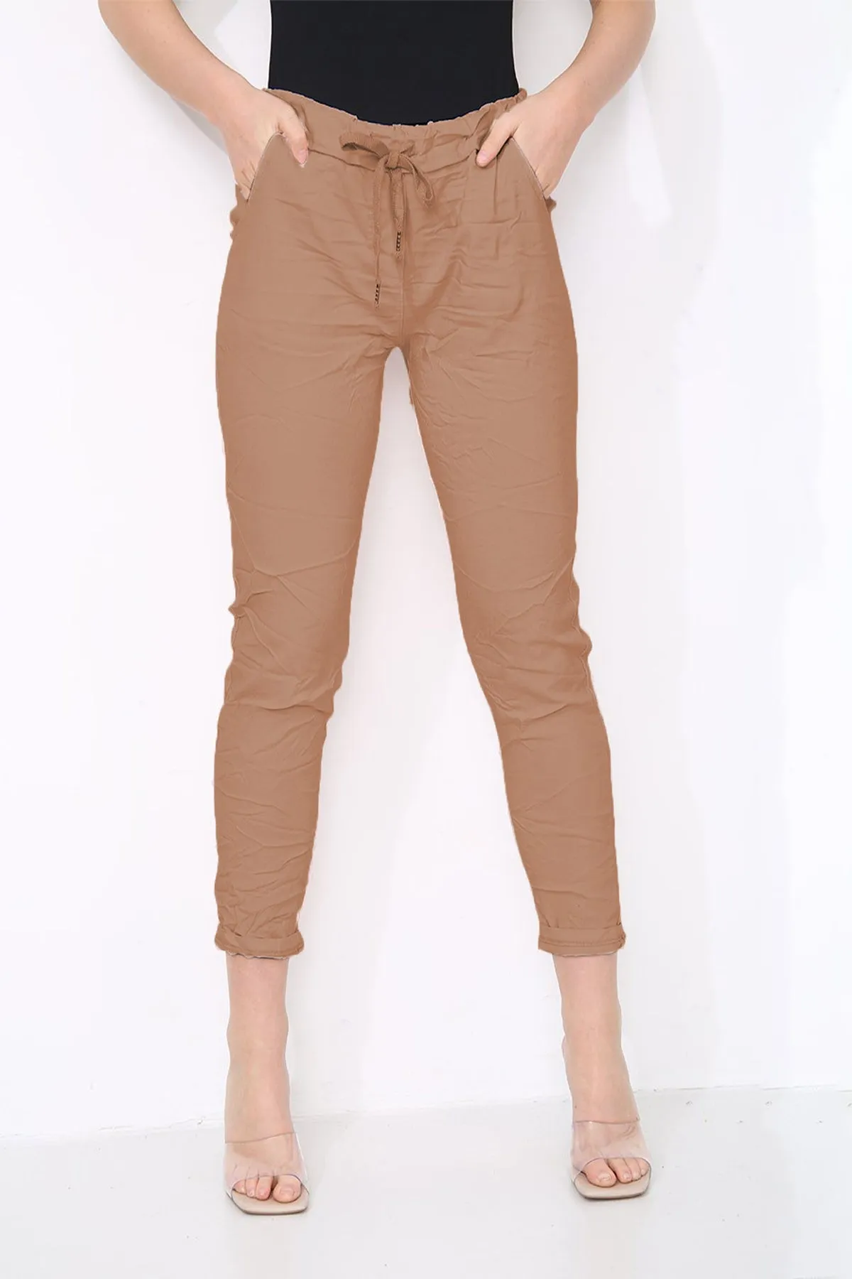 Cotton Stretch Knot Front Magic Trousers (Plus Size)