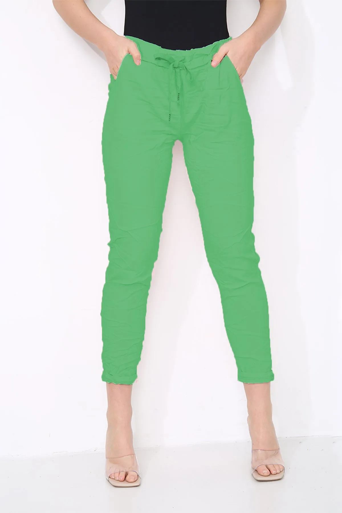 Cotton Stretch Knot Front Magic Trousers (Plus Size)