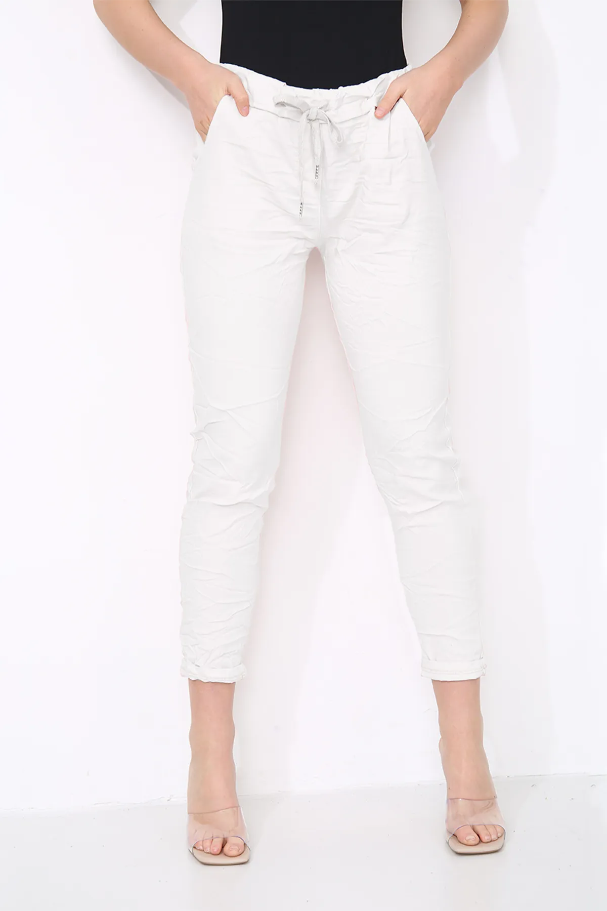 Cotton Stretch Knot Front Magic Trousers (Plus Size)