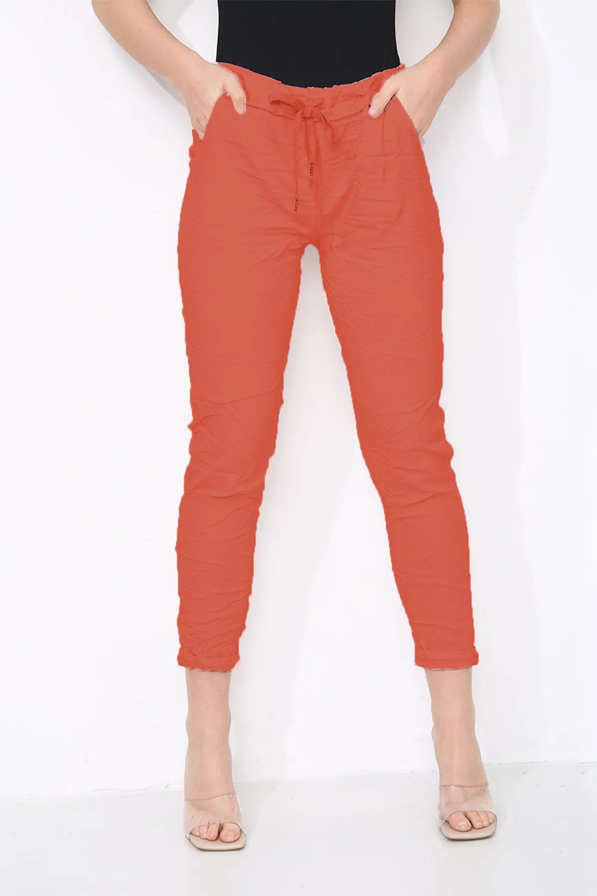 Cotton Stretch Knot Front Magic Trousers (Plus Size)