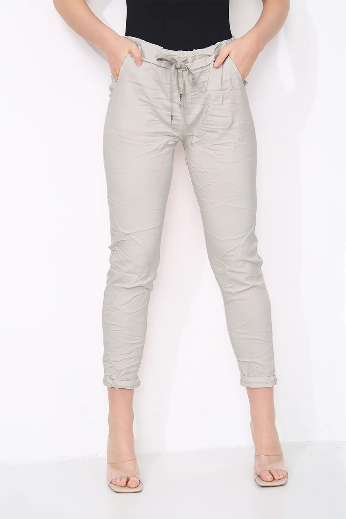 Cotton Stretch Knot Front Magic Trousers (Plus Size)