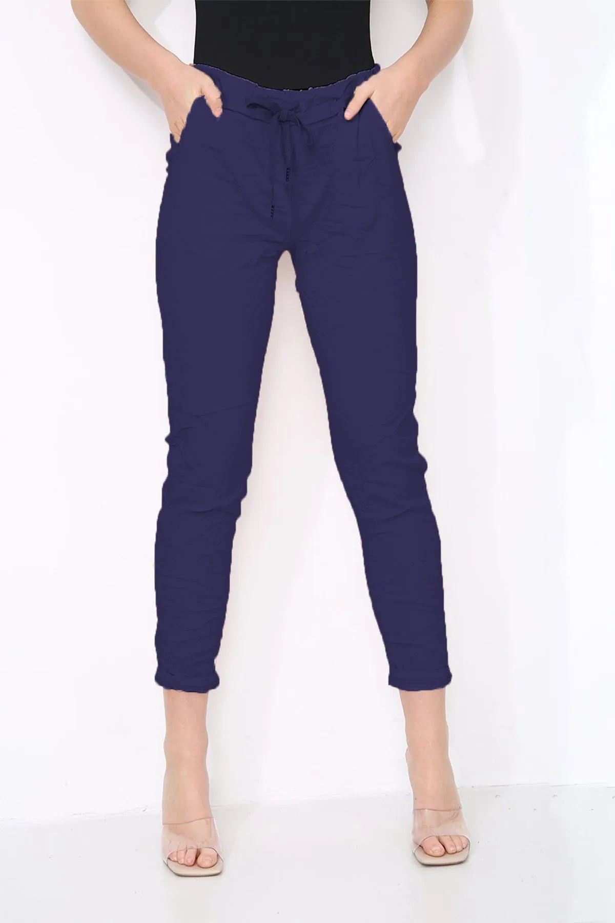 Cotton Stretch Knot Front Magic Trousers (Plus Size)