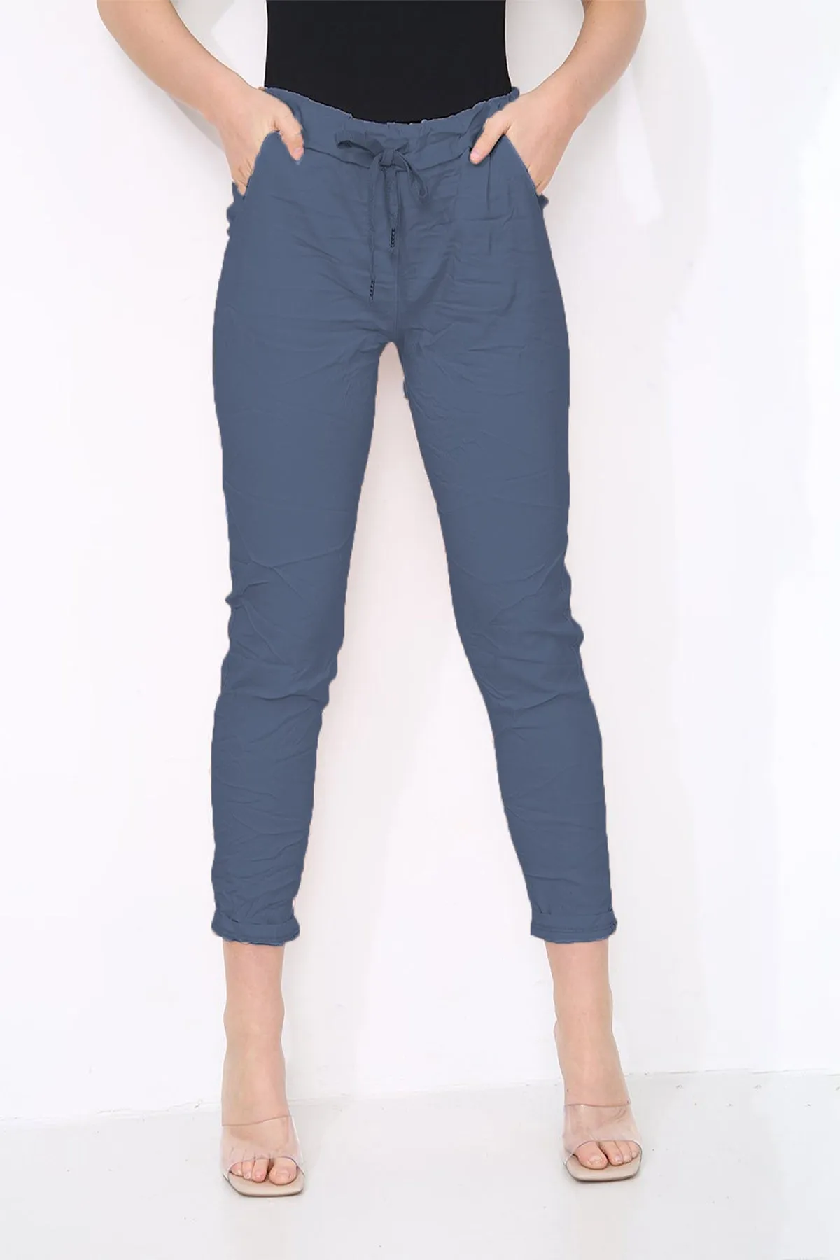 Cotton Stretch Knot Front Magic Trousers (Plus Size)