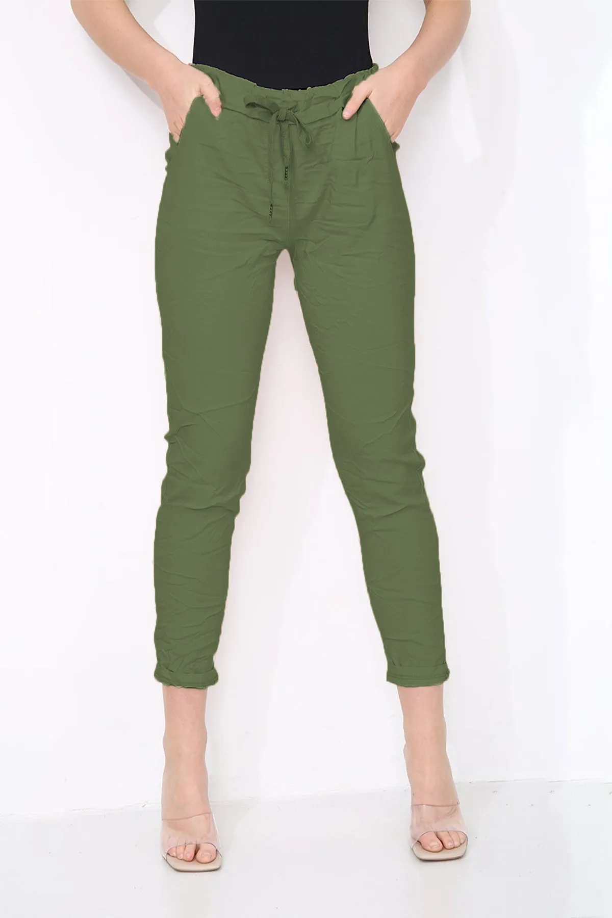 Cotton Stretch Knot Front Magic Trousers (Plus Size)