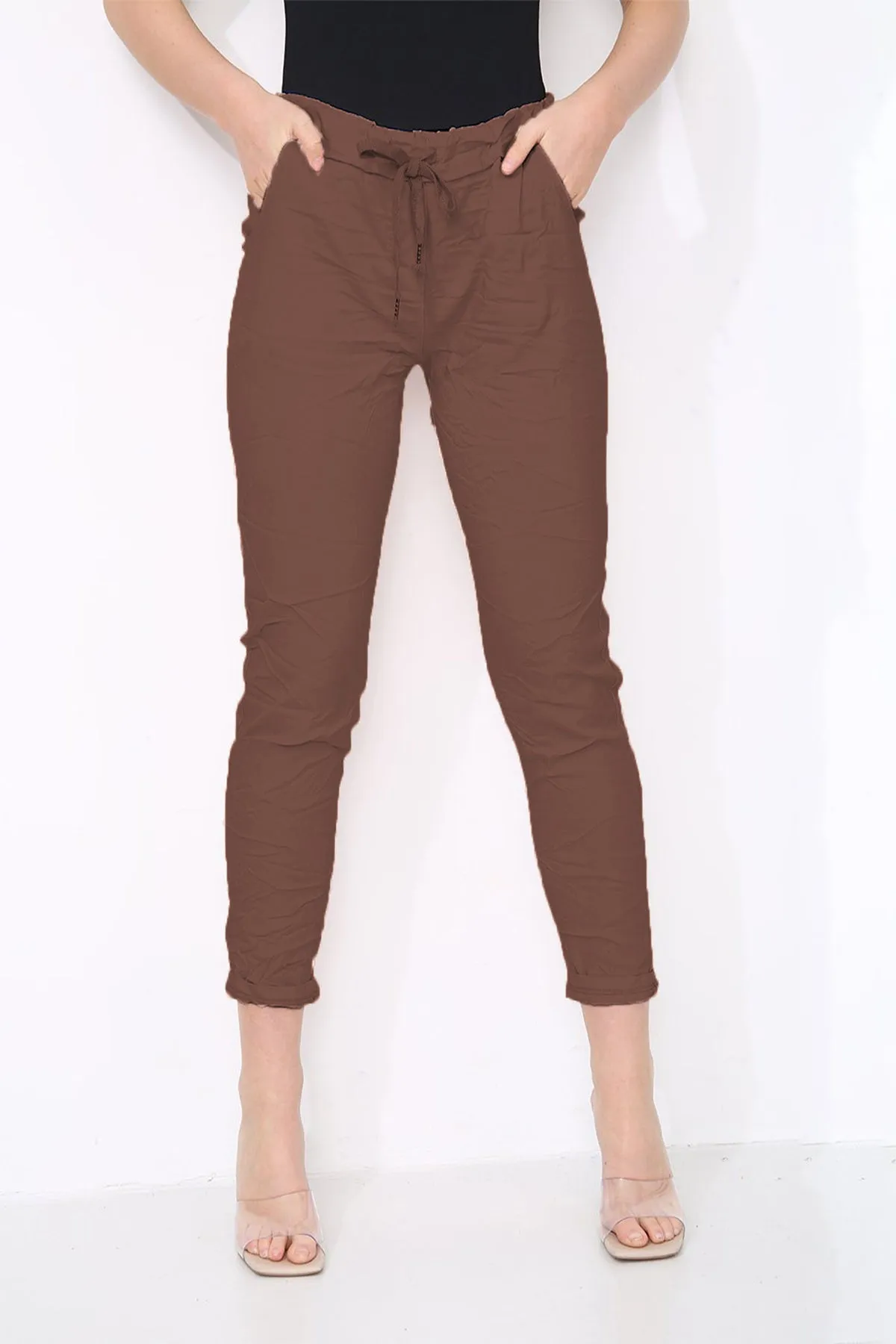 Cotton Stretch Knot Front Magic Trousers (Plus Size)