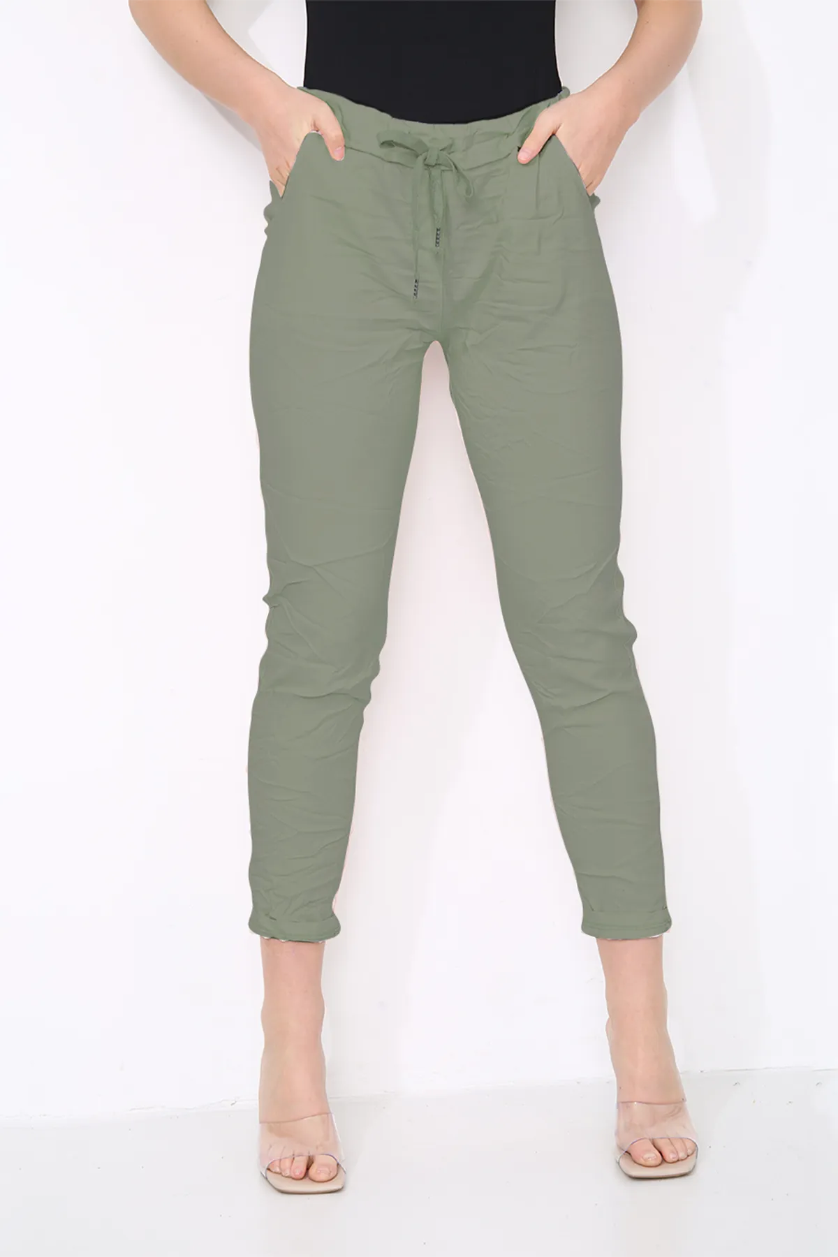 Cotton Stretch Knot Front Magic Trousers (Plus Size)