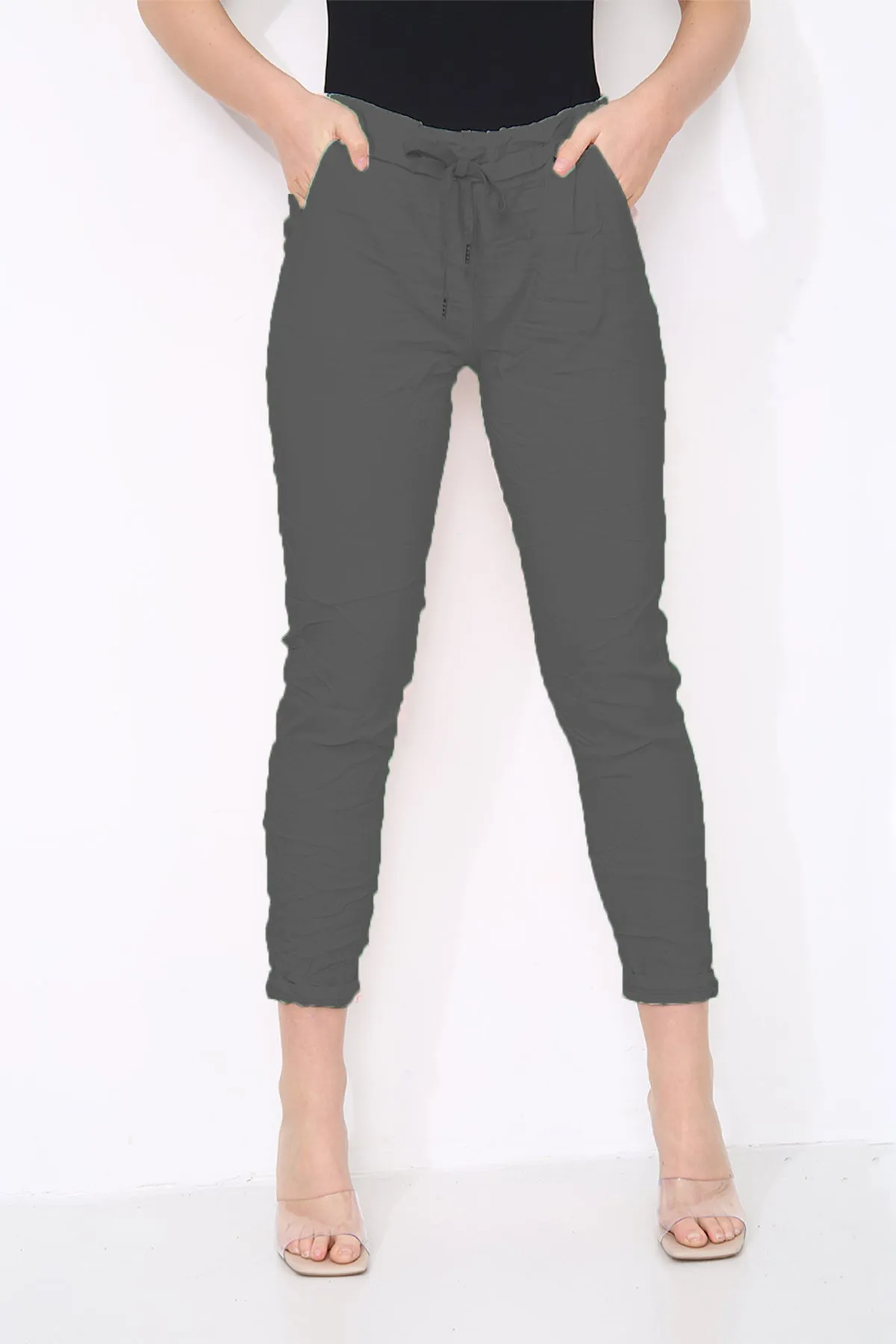 Cotton Stretch Knot Front Magic Trousers (Plus Size)