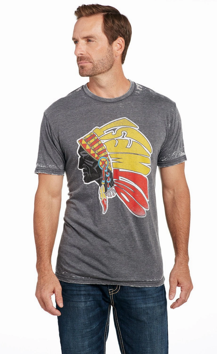 Classic timelessness Cowboy Up Mens Out West Tee Vintage Grey Cotton Blend S/S T-Shirt