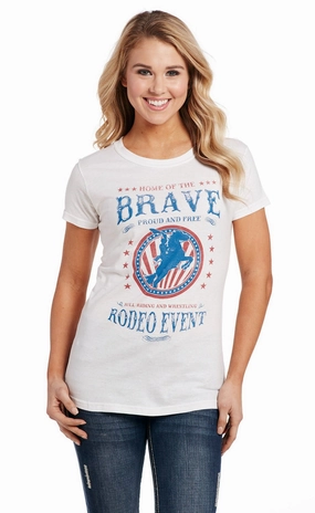 Sustainable Design Simple Layer Cowgirl Up Womens Brave Crew Neck White 100% Cotton S/S T-Shirt