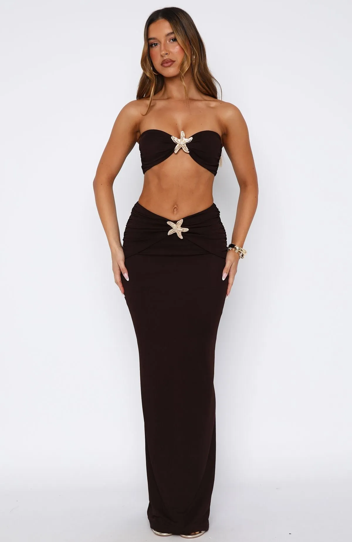 Heritage Brand Date night Lil Mermaid Maxi Skirt Chocolate