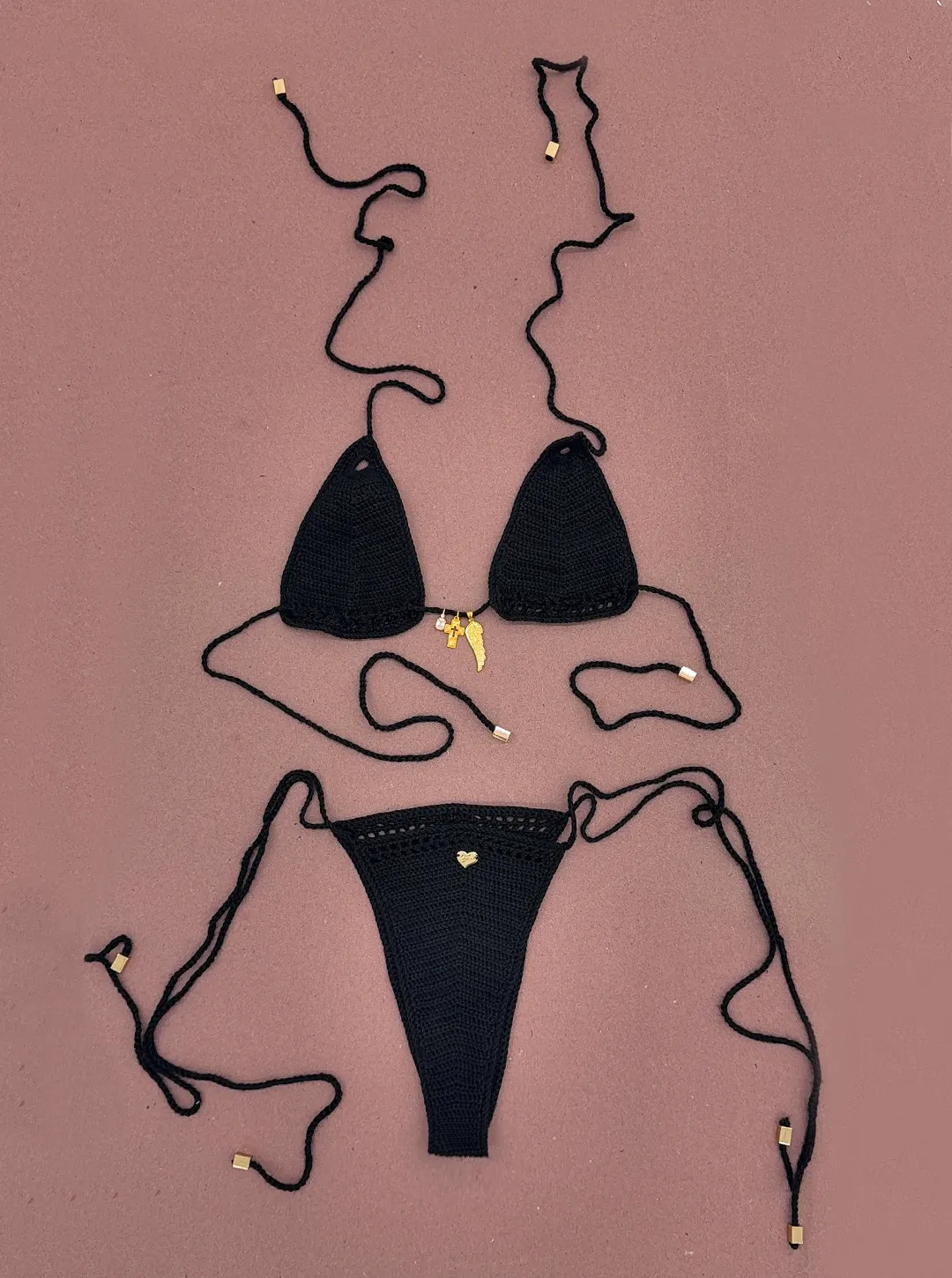 Sol Triangle Bikini Top | Noir Crochet Comfy Performance Fit Hygroscopic Fiber Blend