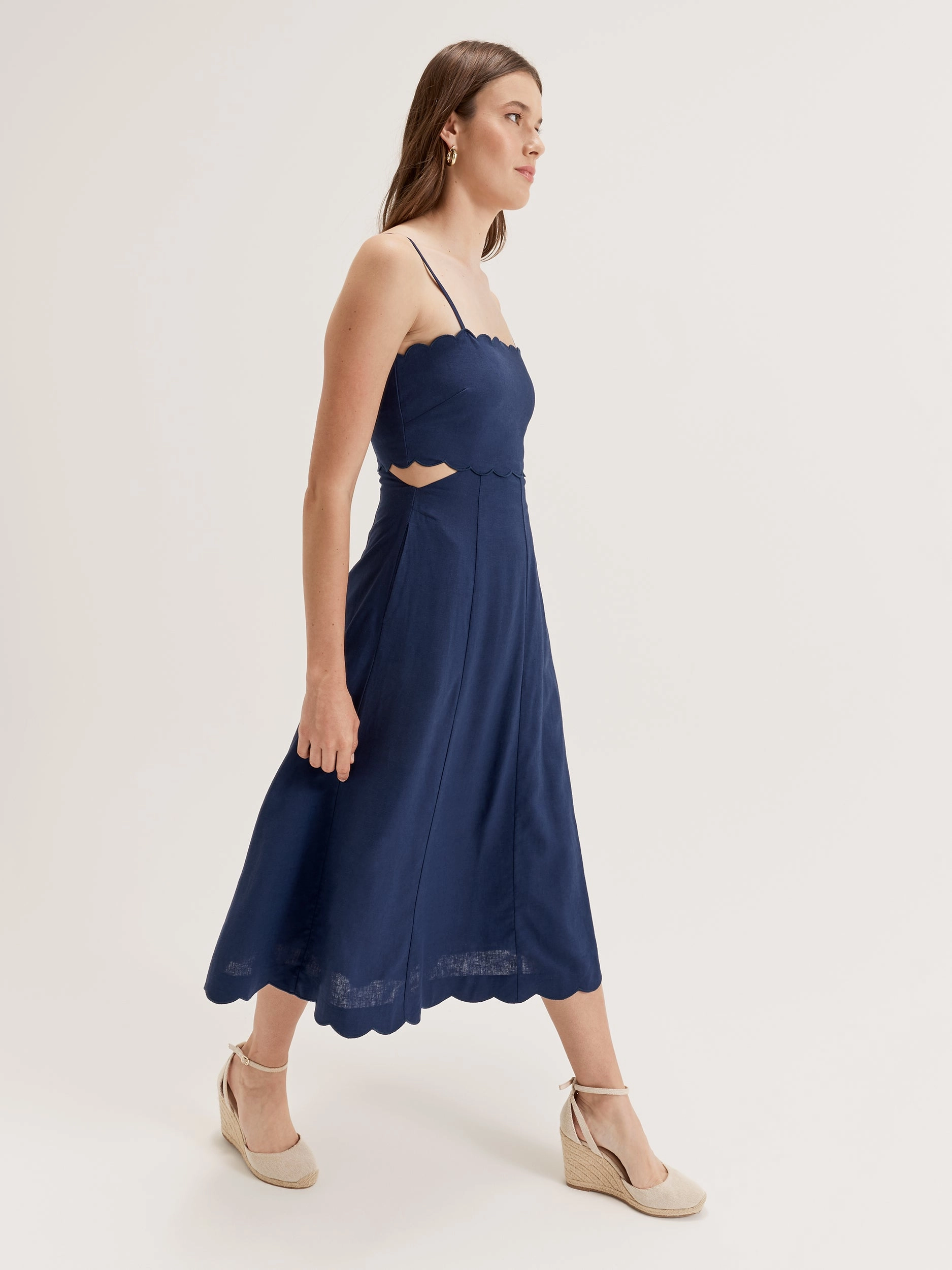 Daily Silhouette Button-front Gigi Scalloped Dress