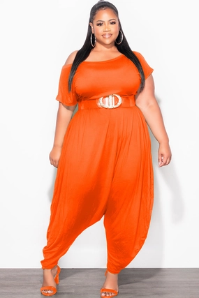 Functional Layers Functional Design Final Sale Plus Size Harem Jumpsuit in Orange
