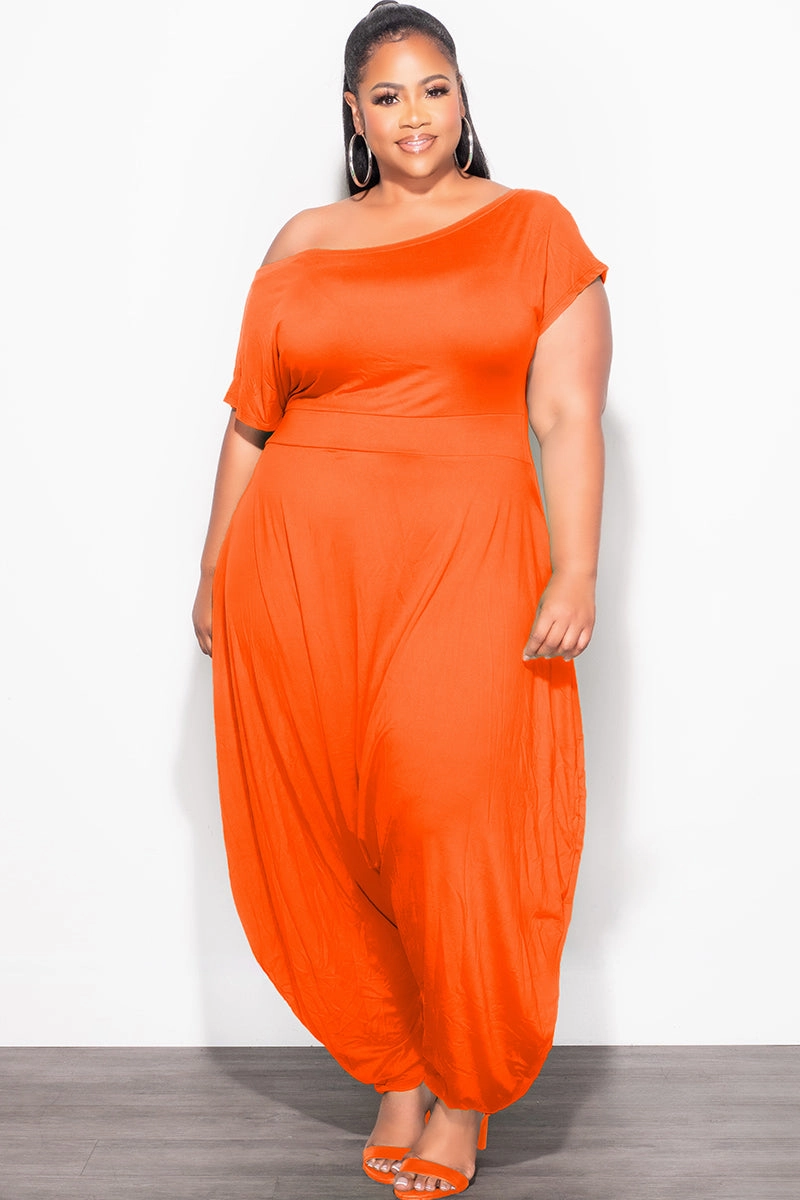 Quality Material Final Sale Plus Size Harem Jumpsuit in Orange